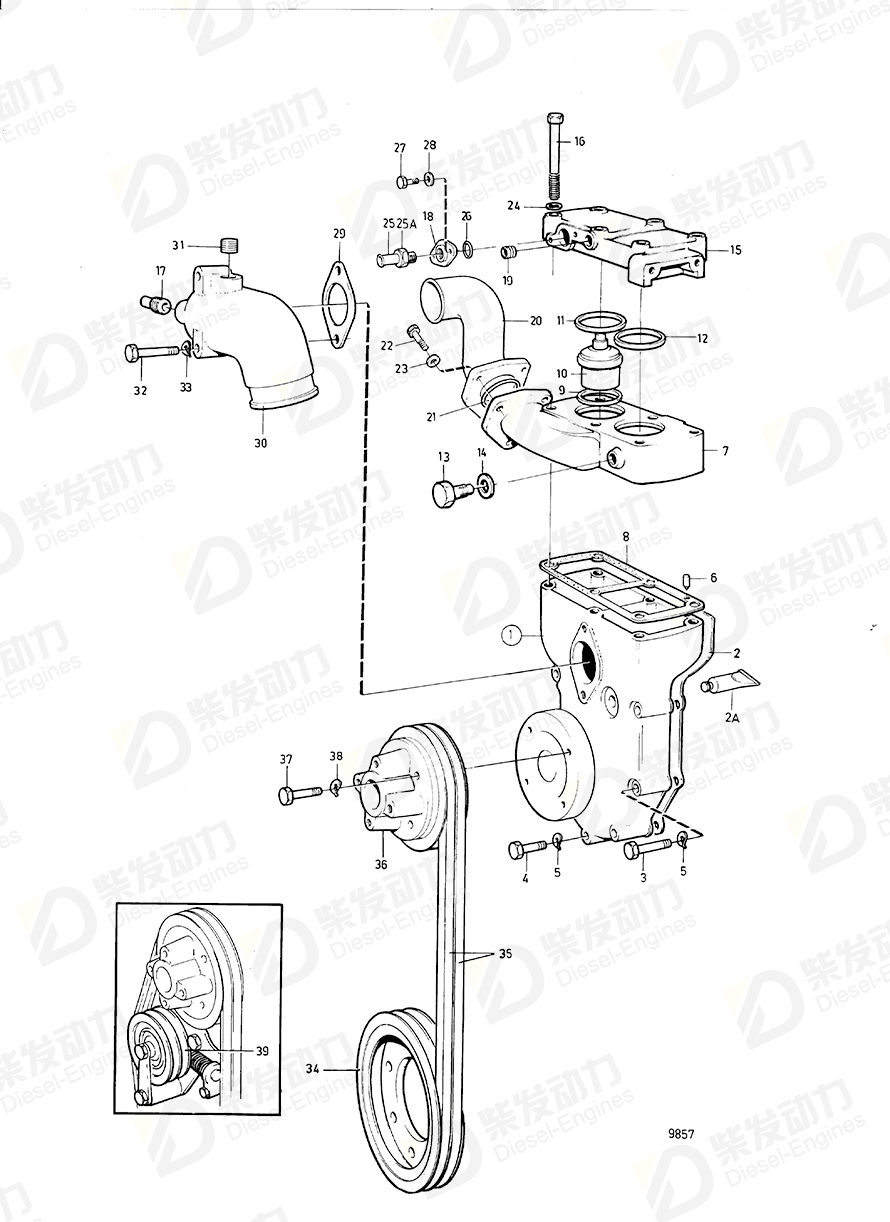 VOLVO Thermostat housing 1545161 Drawing